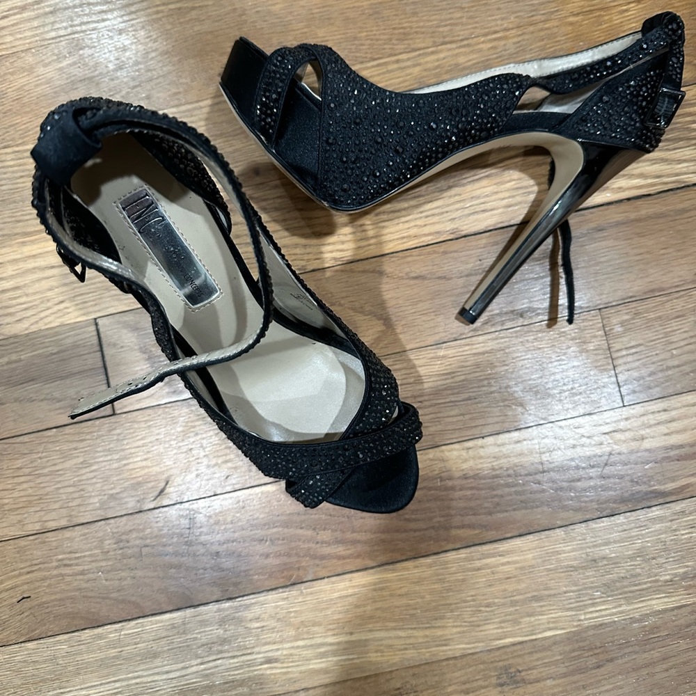 Black INC.   ankle strap.  Dressy. Only worn a few times.